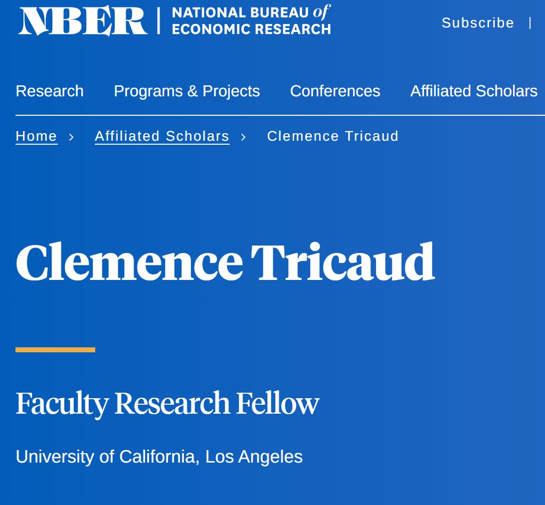 Extremely honored to become an #NBER Faculty Research Fellow @nberpubs ! Many thanks to those who nominated me and to the #PoliticalEconomy Program directors Ebonya Washington & @xftrebbi!