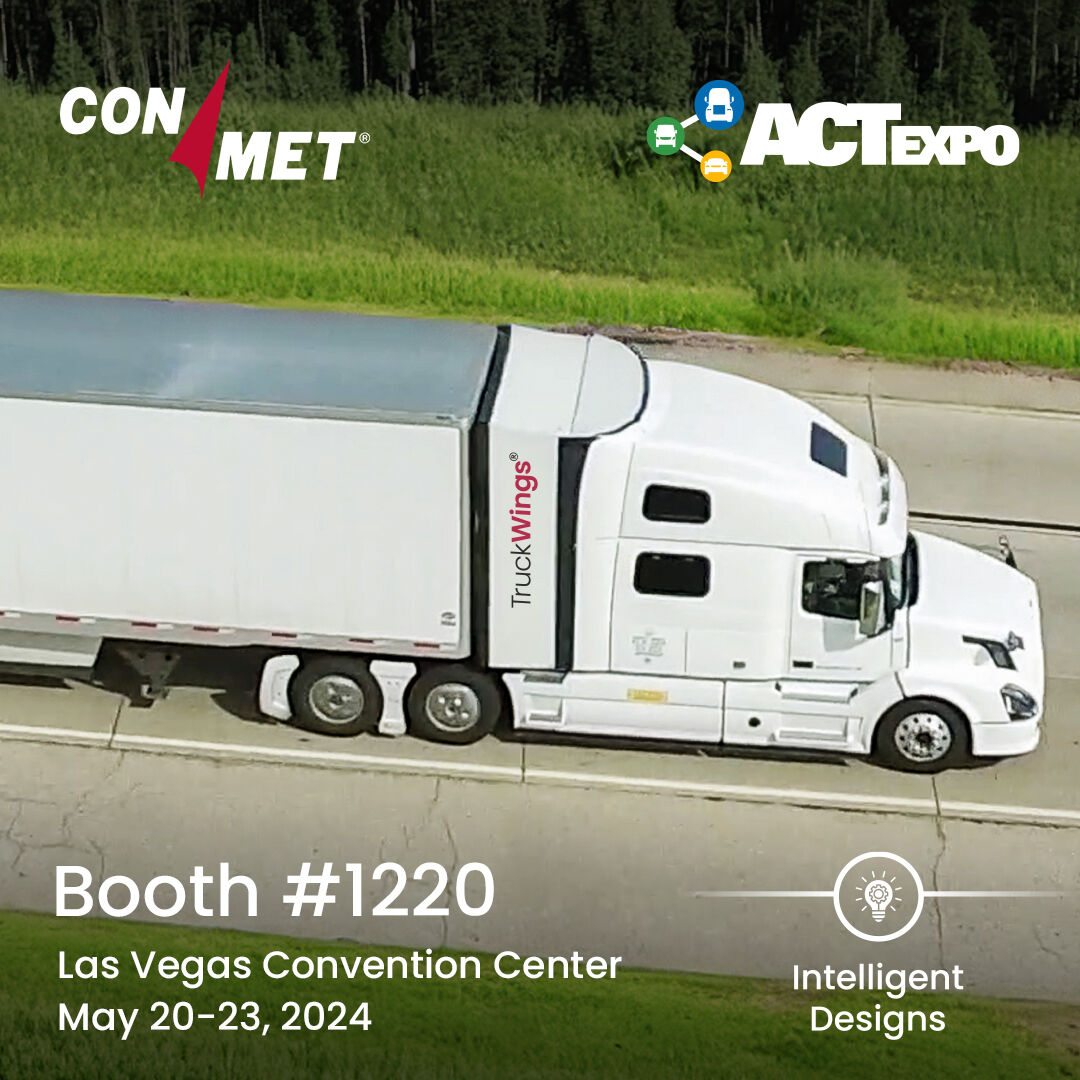 It’s almost time for #ACTexpo, May 20-23 in Las Vegas! Visit booth # 1220 to see #TruckWings in action. Learn how this aerodynamic device closes the gap between the tractor and trailer to improve fuel efficiency 3-6%. #ConMet #TruckWings #Sustainability