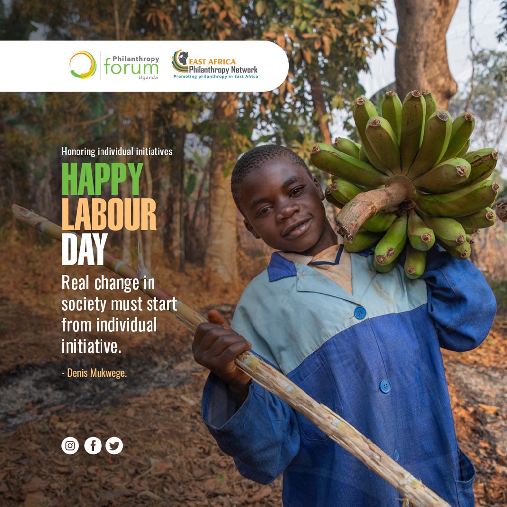 👏🏿Honoring Individual Initiatives 🔬Happy Labor Day! “Real change in society must start from individual initiative.” - Denis Mukwege. As we observe Labor Day, let’s inspire and embrace the spirit of philanthropy across Uganda and beyond.