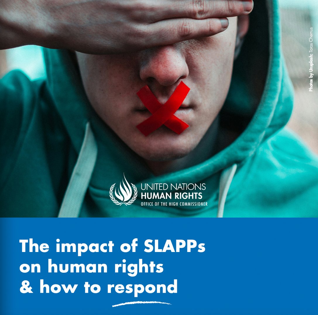 Used worldwide, #SLAPPS are '...lawsuits or threats of legal action which use abusive litigation tactics with the aim or effect of suppressing public participation and critical reporting on public interest matters. This new UN briefer examines the impact: ohchr.org/en/documents/b…