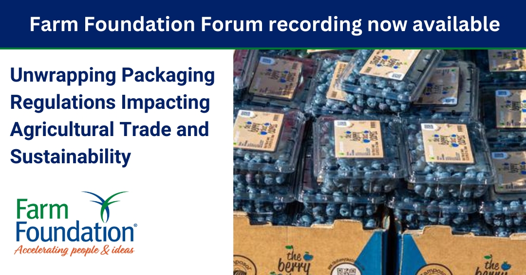 If you were not able to join us for yesterday's Farm Foundation Forum, 'Unwrapping Packaging Regulations Impacting Agricultural Trade and Sustainability” or if you want to revisit a point, you can access the recording and slides here: farmfoundation.org/forums/unwrapp… #agriculture