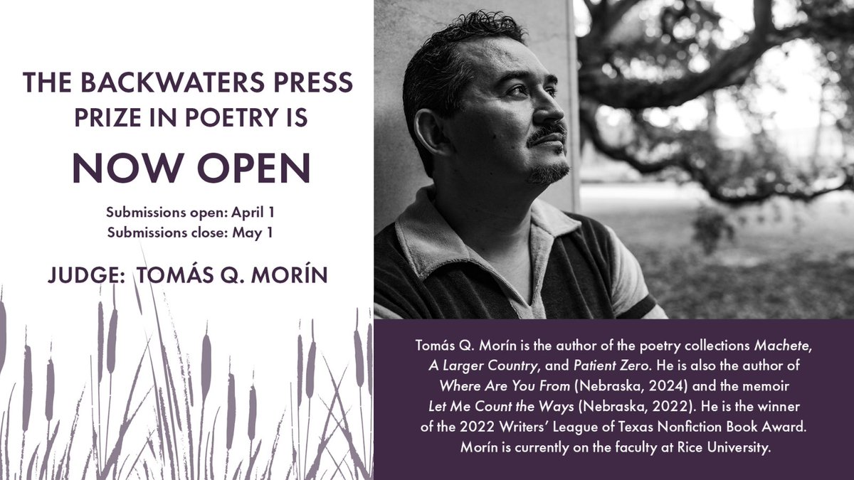 Today is the last day to submit your manuscript to the 2024 Backwaters Press Prize in Poetry! Submissions close at 11:59 p.m. CDT. #acceptingsubmissions #Poetryprize Details on how to submit: bit.ly/2024Backwaters…