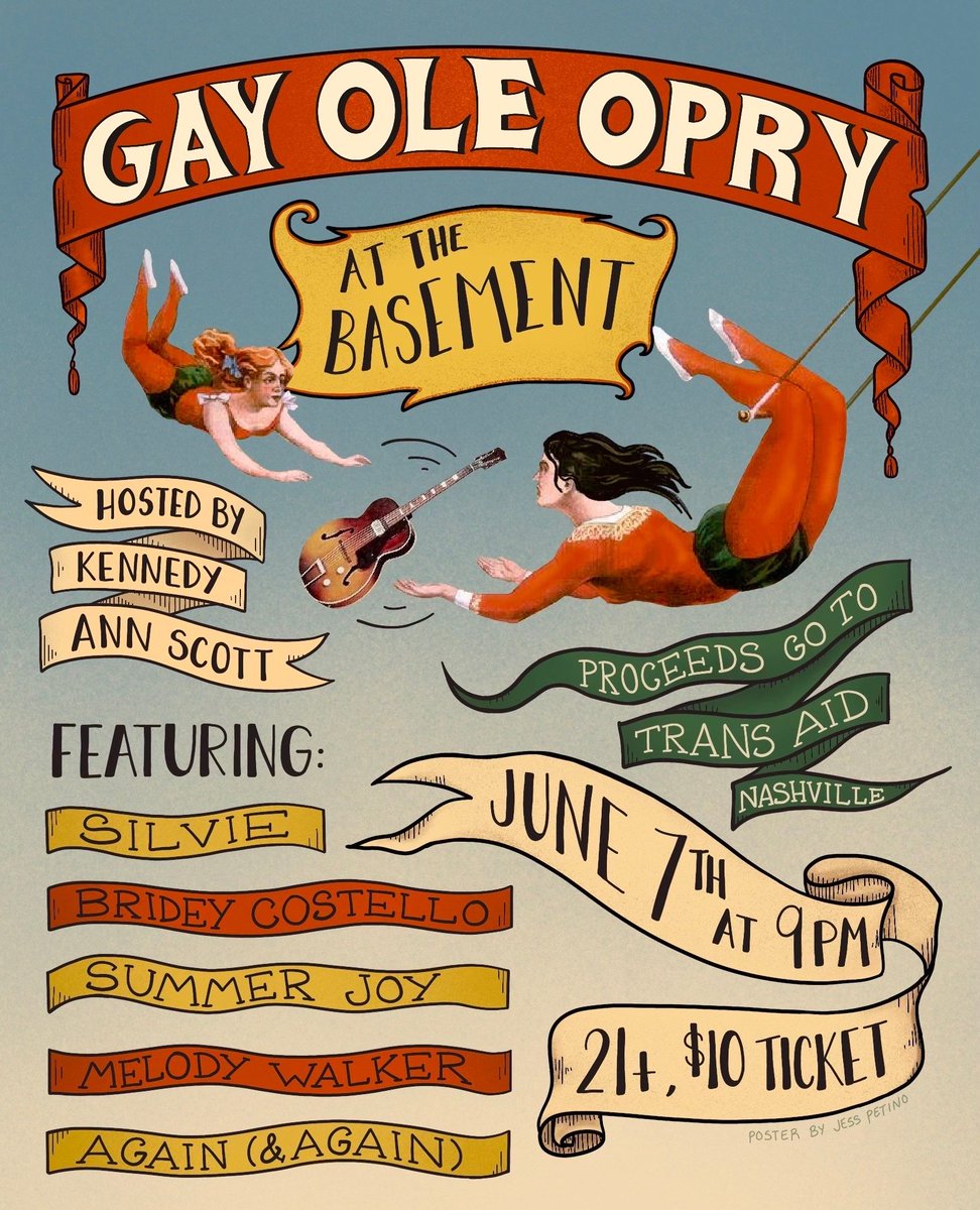 JUST ANNOUNCED!! Gay Ole Opry - Feat. Again (& Again), Silvie, Bridey Costello, Summer Joy, Melody Walker on June 7th. Tickets are on sale now: thebasementnashville.com 🎫