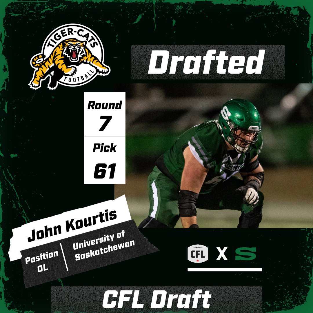 John Kourtis is headed to the Hammer!  

The @Ticats took the offensive lineman in the 7th round, 61st overall! 

#HuskiePride