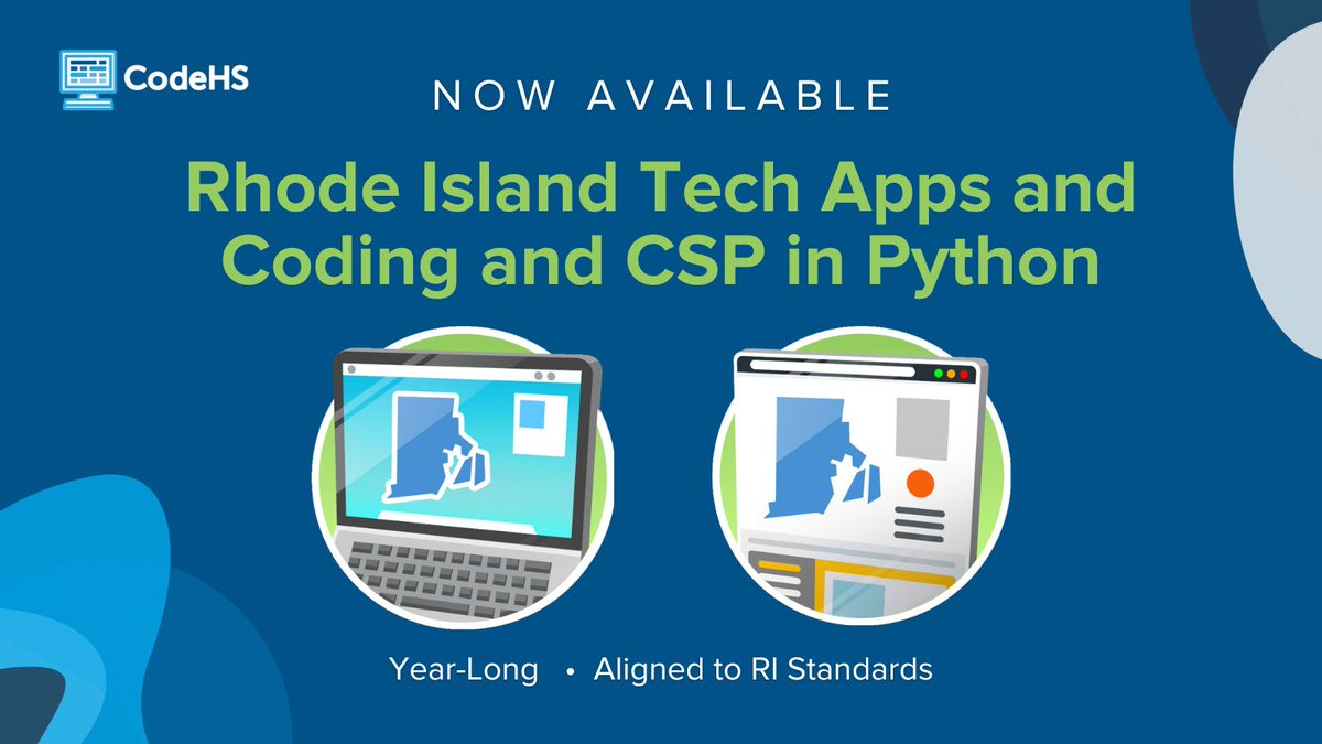 👋 Rhode Island teachers, we're excited to announce the launch of Rhode Island Computer Science Principles in Python & Rhode Island Tech Apps and Coding. Both are aligned with RI standards & can be implemented in your classroom for the 2024-25 school year. buff.ly/3xW21XP