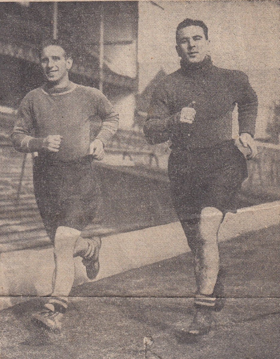 Alex Stevenson & Billy Cook, the Irishmen in the Toffees’ league-winning squad of 1938/39. Glasgow-raised Cook arrived at EFC from Celtic in 1932. Tough but talented, he later coached in Peru & Scandinavia. More info in Broken Dreams, via @Toffeebooks : mountvernonpublishing.com/catalogue/brok…