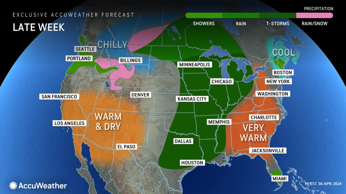 WEATHER @accuweather Wednesday • This afternoon-Partly sunny. High 71. • Tonight-Clouds breaking. Low 51. • Thursday-Intervals of clouds and sun. High 65.