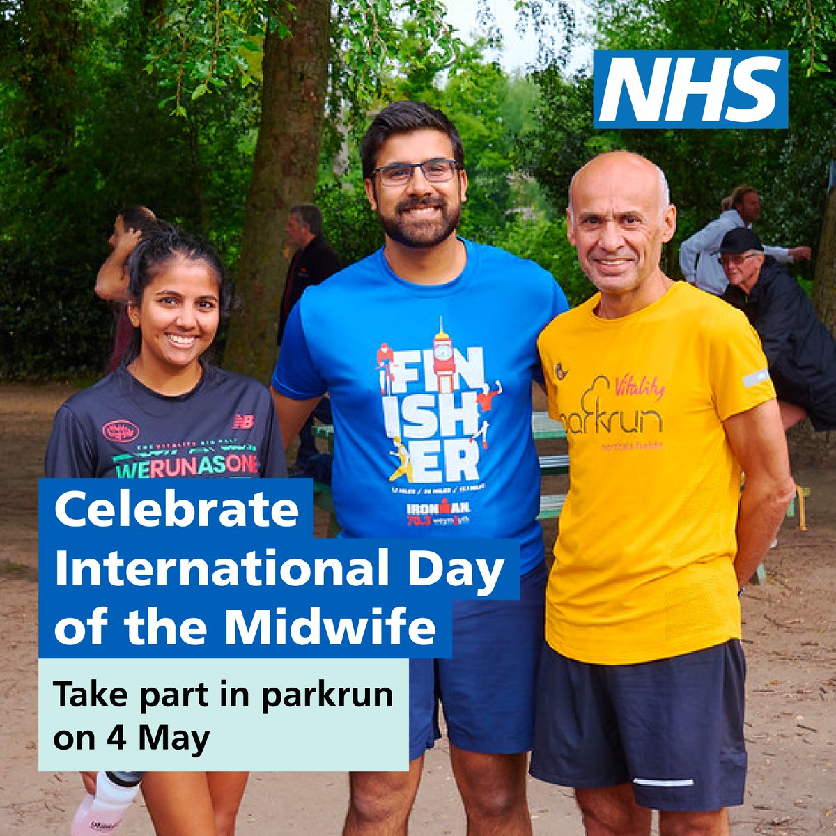 Take part in a local @parkrunUK event this Saturday (4 May) to mark International Day of the Midwife #IDM2024 

You can walk, jog, run or volunteer as we recognise and thank our #teamCMidO midwives.

parkrun.org.uk/register