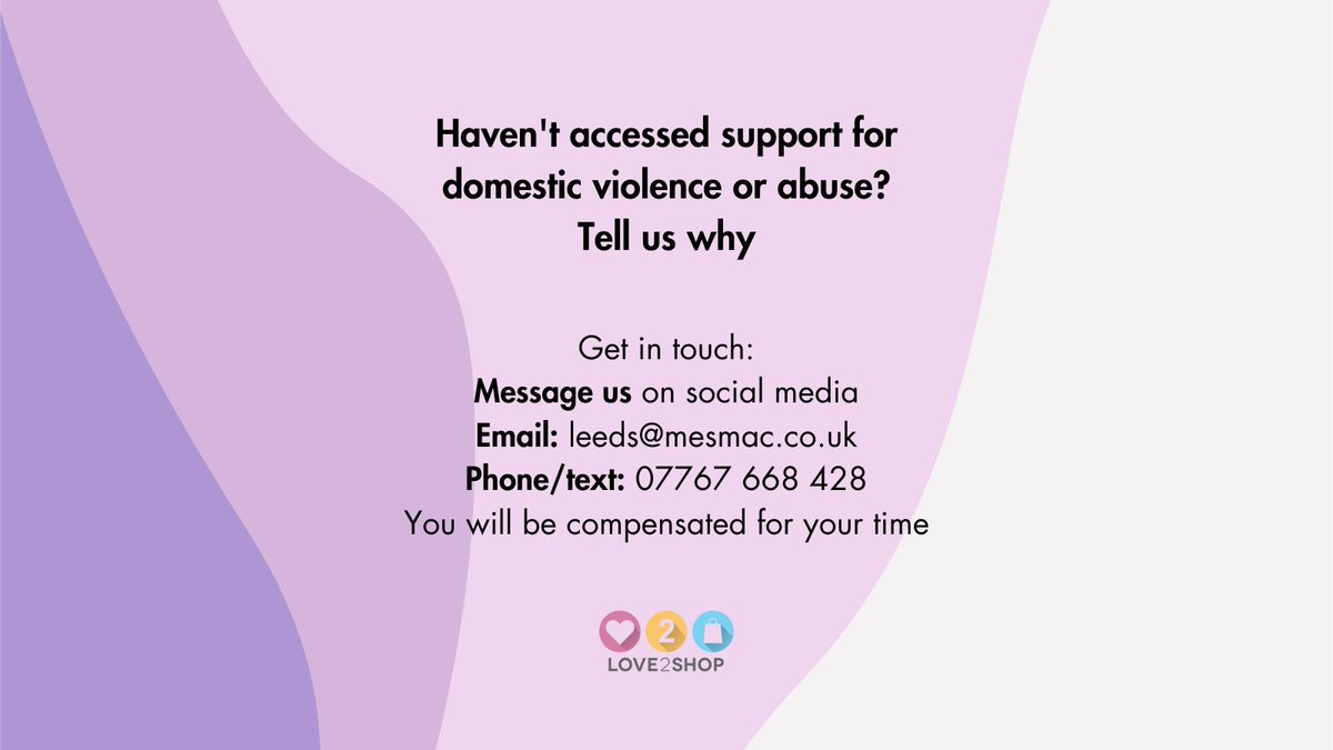 We’re looking for #LGBTQ+ people to share their experience accessing services in #Leeds for support with domestic abuse or violence - including people who have chosen not to access support More info: 💻 leeds@mesmac.co.uk 📱 07767 668 428