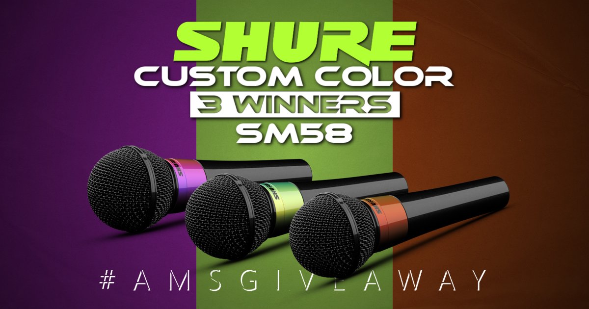 Make @Shure you're One of our Three Winners to take home one of these iconic #Shure #SM58 Mics featuring a custom color Black Gloss wrap with a band of Aurora Gloss, Sunset Gloss, or Twilight Gloss. #Giveaway #Microphone #ShureSM58

Enter here: brnw.ch/21wJm2g