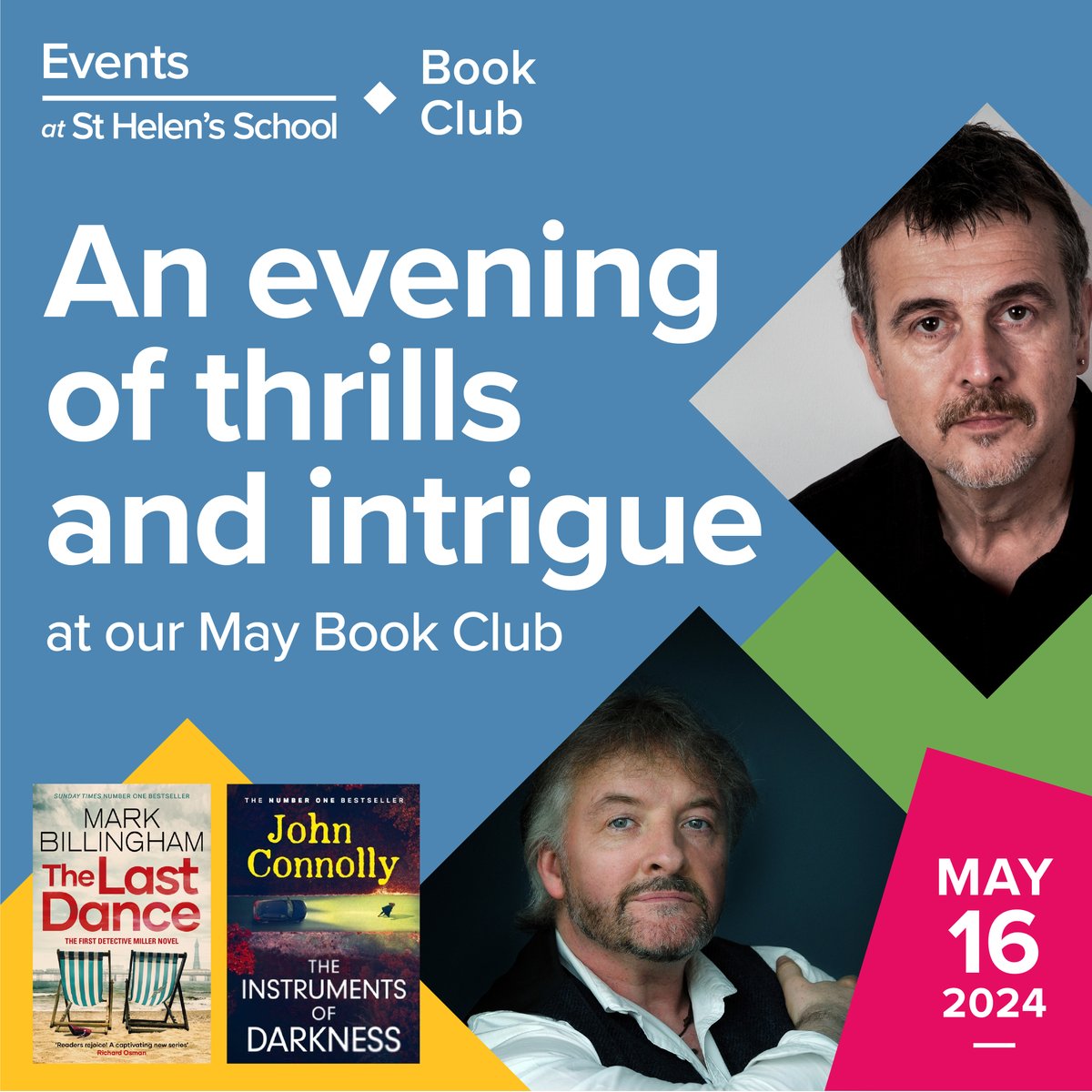 You are invited to an evening of thrills and intrigue as we welcome @jconnollybooks and @MarkBillingham to our Book Club! ow.ly/XL9G50Rlgue #BookClub