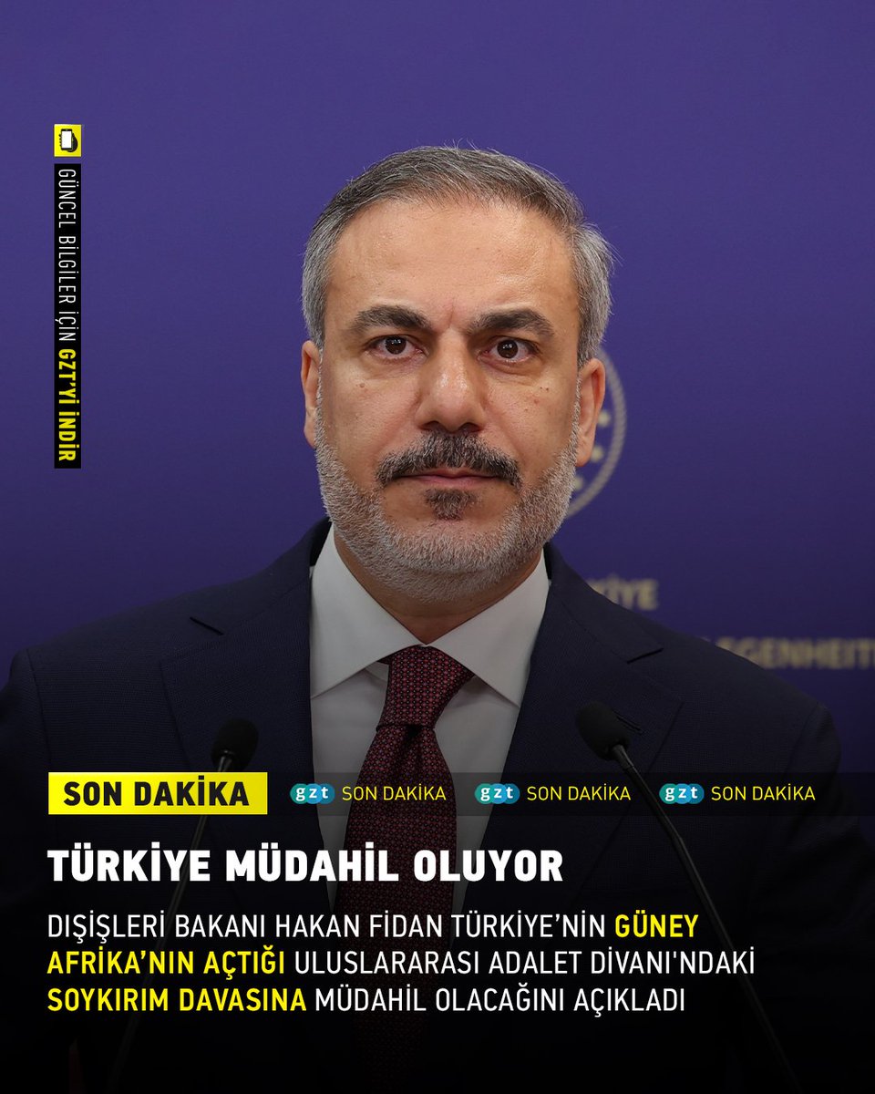 Dışişleri Bakanı Hakan Fidan, 'Türkiye olarak Güney Afrika'nın İsrail'e karşı Uluslararası Adalet Divanı'nda açtığı davaya müdahil olmaya karar verdik.'dedi DEVLETİMİN YANINDAYIM POLİSİMİN YANINDAYIM Devlet Bahçeli Recep Tayyip Erdoğan Ankara'da Erkan Baş Gezi Terörist Toma