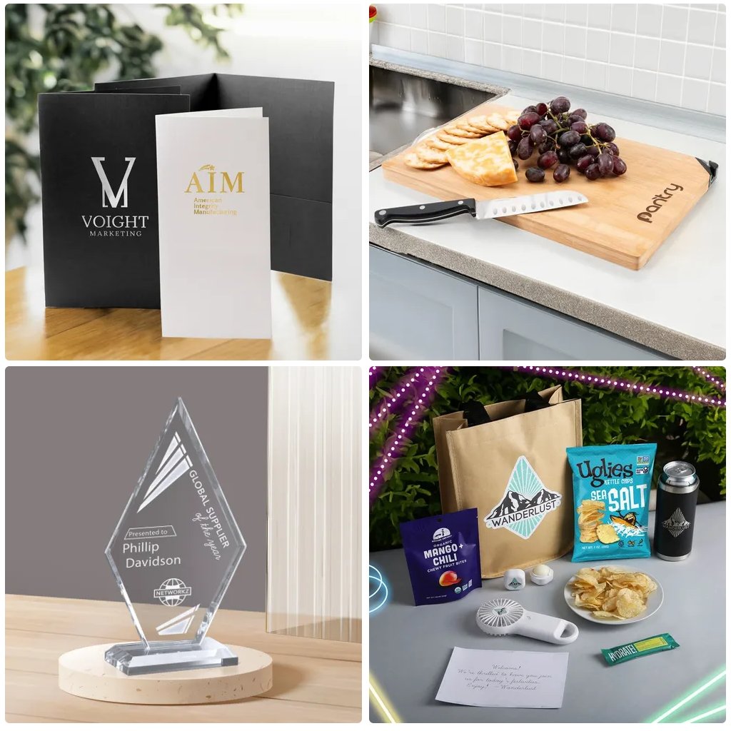 Make your message stand out. Put your brand on something tangible and make an impactful impression with us. #folders #cuttingboards #awards #clientgifts