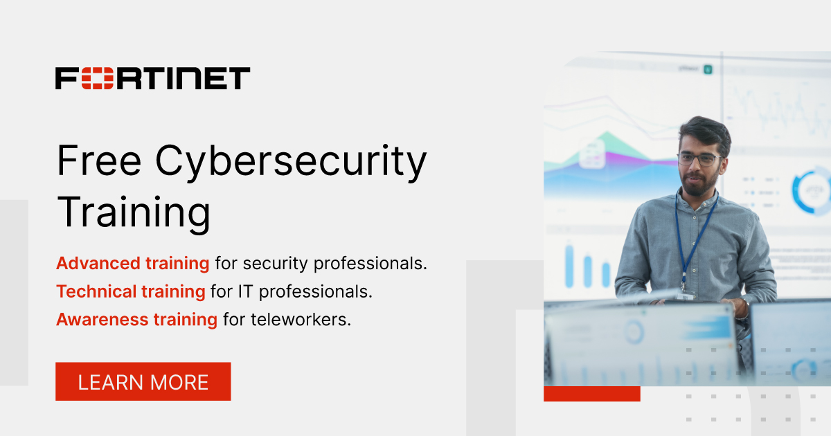 Looking to learn more about cybersecurity and protecting your company from cyberthreats? @Fortinet is offering free access to its comprehensive online courses through the Fortinet Training Institute. Take a free course hubs.ly/Q02tNJDR0