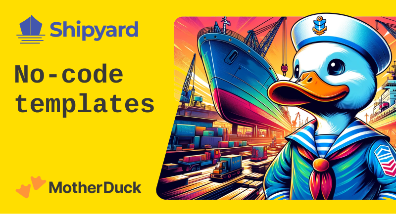 Integrate and automate your MotherDuck data in minutes! With @shipyardapp's no-code templates, uploading data, executing queries, and downloading query results has never been easier. Learn more: shipyardapp.com/integrations/m…