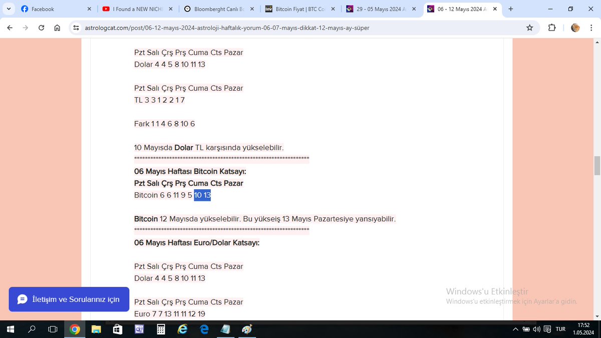 #1MAYIS2024 #Bitcoin 30 Nisanda 63 bin seviyesine geldikten sonra 60 Bin Doların altına indi ! Astrolojik olarak Bitcoinin katsayısı 30 Nisanda +19'dan +12'ye sonra da +8'lere iniyordu. Bitcoin bir daha 13 Mayıs civarı yeniden yükselebilir. Ancak Aralık 2024 Bitcoin için Tehlike!…