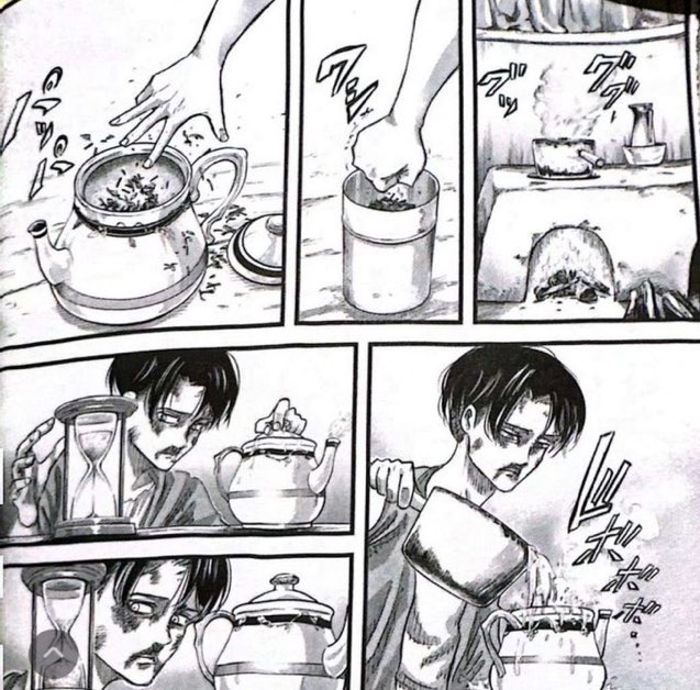 #LeviBadBoy Just found out the reason why Levi loves tea and holds the cup like that 😭😭😭 The man has gone through enough trauma to put a modern day kid in wheelchair for the rest of his life