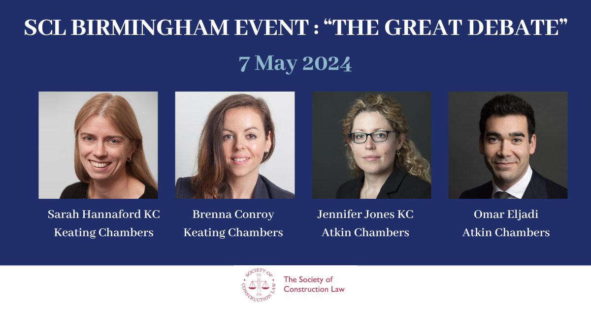 On 7 May 2024, Sarah Hannaford KC and Brenna Conroy will be arguing the merits for their proposed amendment against that proposed by Jennifer Jones KC and Omar Eljadi (Atkin Chambers). The event is in person at Shoosmiths’ offices in Birmingham: scl.org.uk/civicrm/event/…