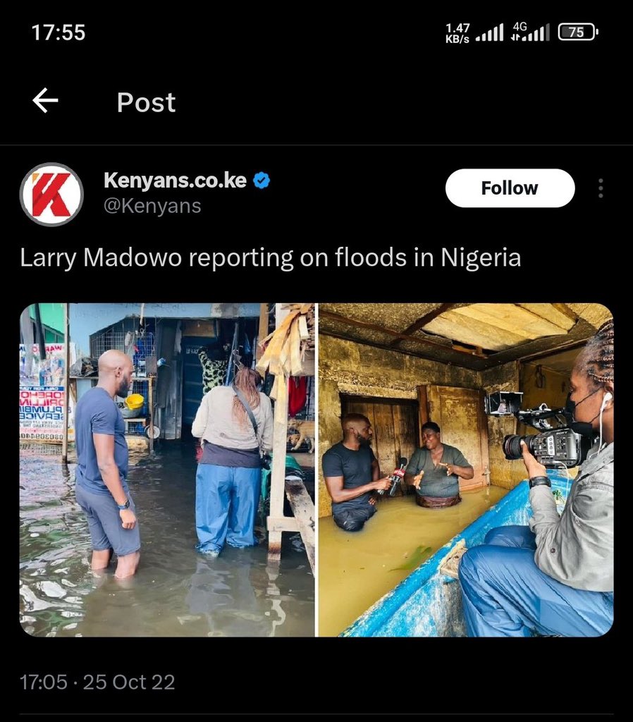Larry reporting on floods in Nigeria in 2022 boss