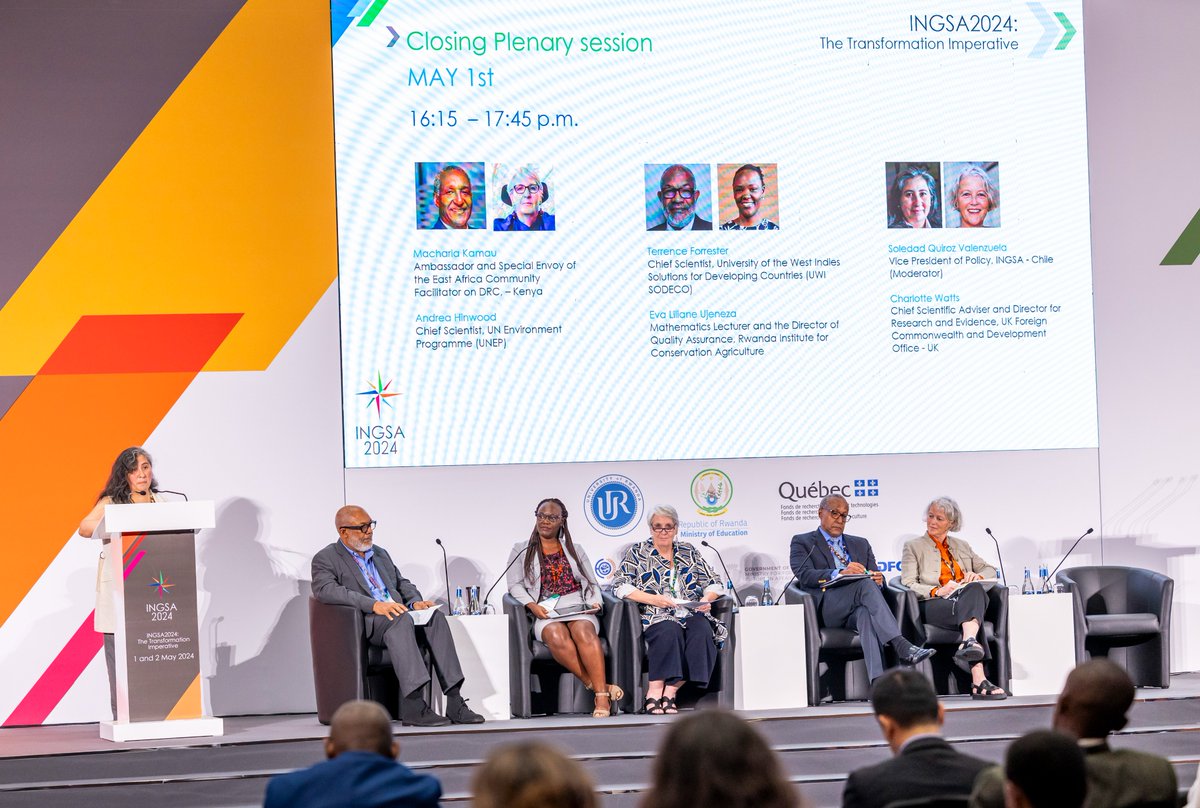 Day 1's closing plenary is delving into the power of bridging the gap between scientists from the Global North and South, highlighting that the inclusivity of African scientists into the conversation of creating innovating & sustainable solutions to global issues #INGSA2024