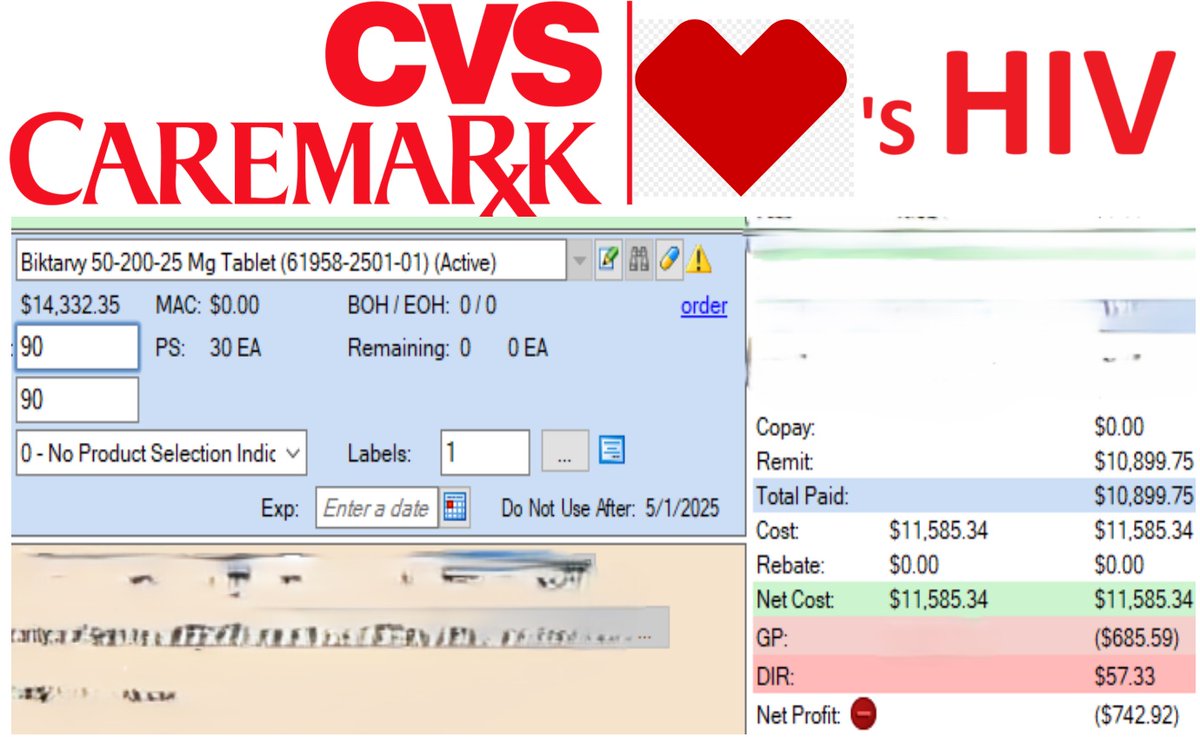 Thanks, CVS! Pharmacies love losing $740 every quarter to stop HIV patients from progressing to full blown AIDS. We will just transition our families to a diet of ramen noodles. #TwitteRx #Pharmacy #CVS #HIV #AIDS #PBM