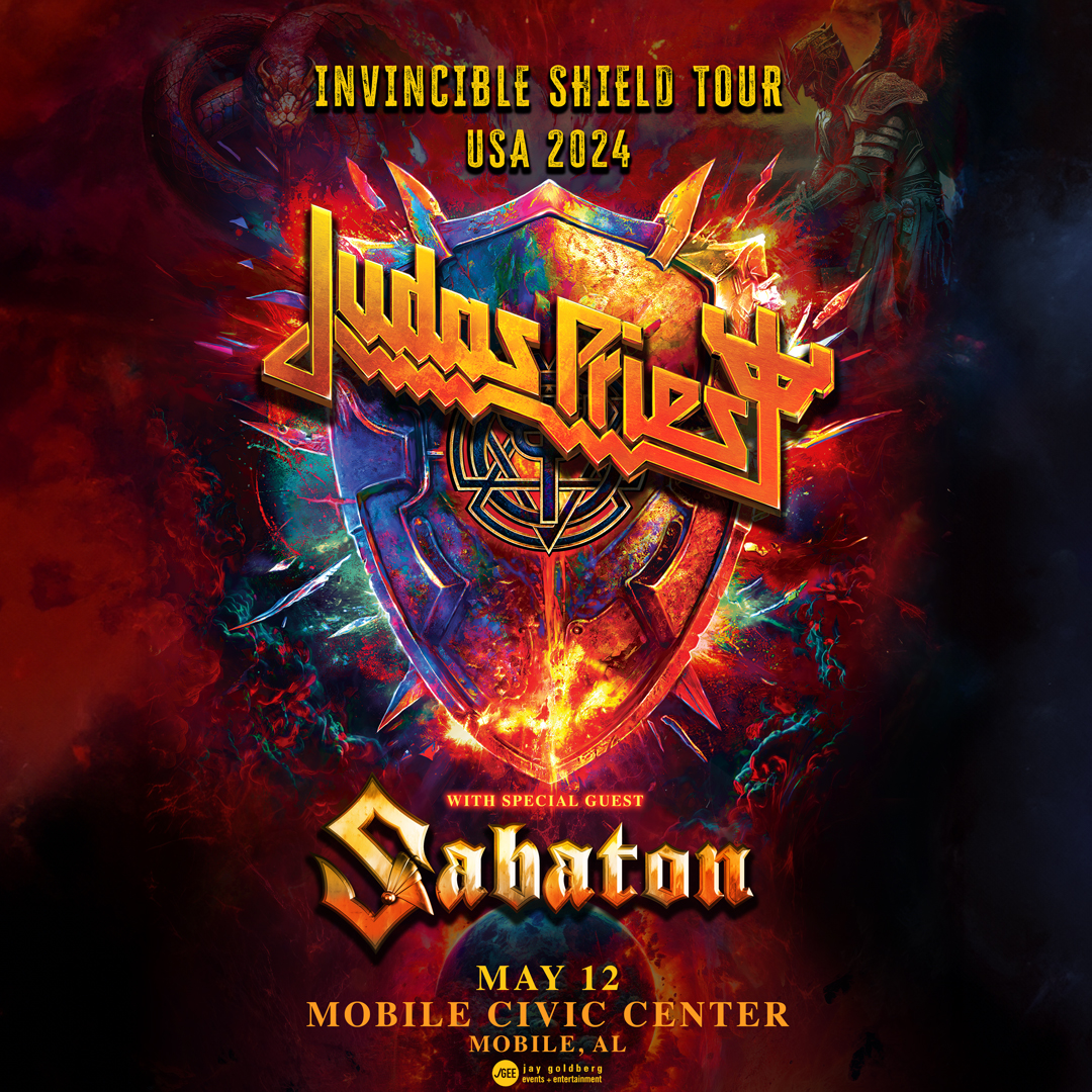 Don't miss one last night of metal glory as Judas Priest, with special guests Sabaton, hit town May 12th! Get seats now at the box office or bit.ly/jp24

#MobileAlabama #MobileAL #MobileCounty #DowntownMobile #GulfCoast #Pensacola #Biloxi