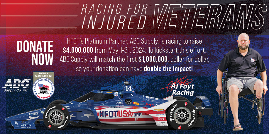 ABC Supply and @AJFoytRacing are teaming up to raise $4 Million to support Homes For Our Troops leading up to the Indy 500. Plus, ABC Supply will match the first $1 Million donated! Spread the word & donate today at hfotusa.org/donate #HFOTatIndy #Indy500 @SantinoFerrucci