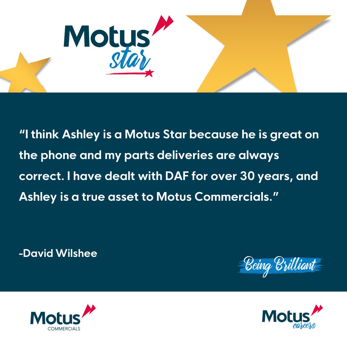 Welcome to the Motus hall of fame! 🤩 Ashley, from Motus Commercials Derby, has been nominated for a Motus Star award for all his recent hard work! Well done, Ash! Keep it up! ⭐ #WinningWednesday #MotusStar #Proud #MotusPeople #MotusCommercials