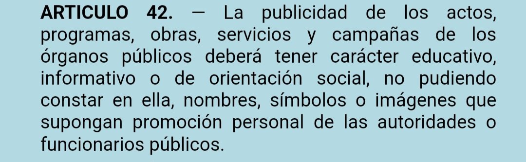 Che no. Este tipo de publicidad oficial está prohibida por ley de ética pública. A Macri la OA incluso le observó un spot en el que su voz salía solo al final.