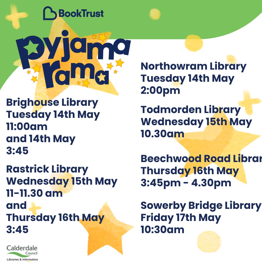 This month we're celebrating @BookTrust's Pyjamarama! We're holding Pyjamarama storytimes, will be reading stories & doing crafts & activities in our PJs! We'd love it if you came along in your PJs too! Don't worry, those dressed sensibly will also be welcome!