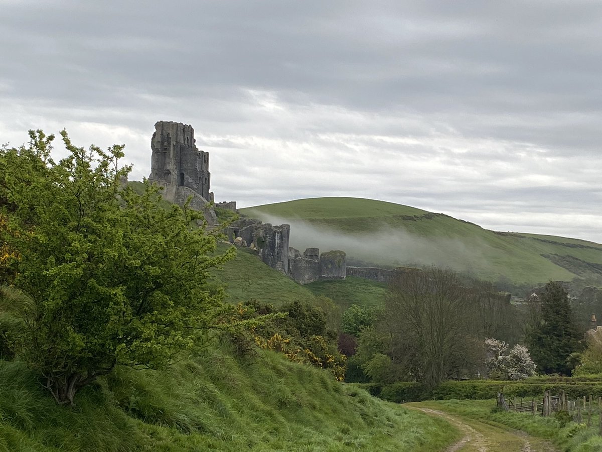Hi! Wanted to share this photo with you. Morning at Corfe Castle. The mist is still clearing.  What a green and pleasant land full of nature, history and heritage. 💪🏻🦿🏴󠁧󠁢󠁥󠁮󠁧󠁿🇬🇧 #AlexandersJourney #England #History #Nature #Heritage #Dorset #CorfeCastle