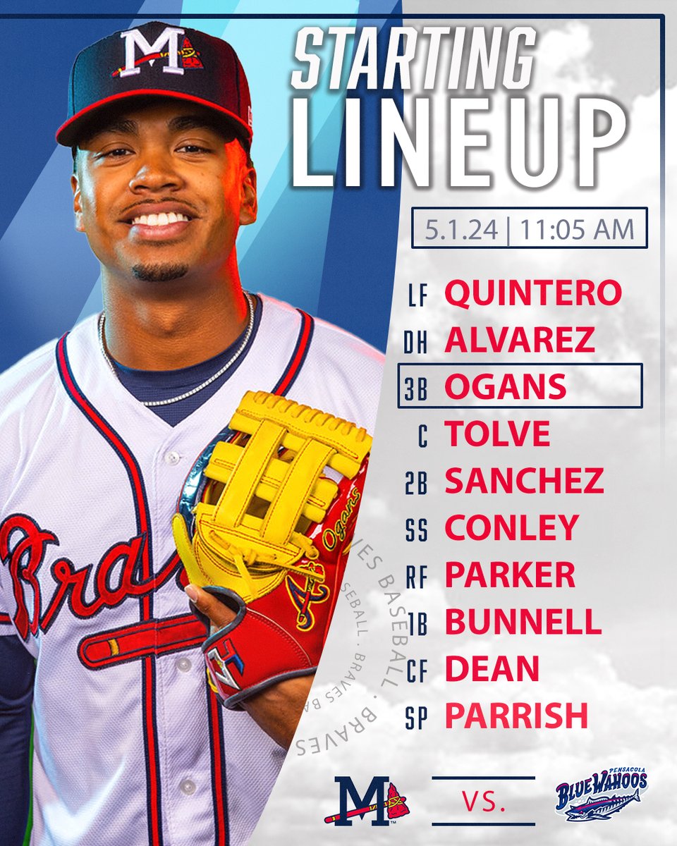 Grab your coffee; let's play some ball this morning. ⏰ | 11:05 Am 🆚 | Blue Wahoos 📍 | Pearl, MS 🖥️ | bit.ly/MBraves-Watch 💻 | bit.ly/MBraves-Listen