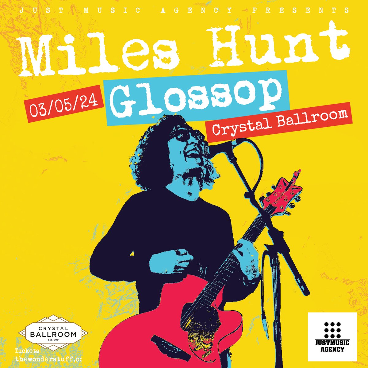 Only a couple of days to go now!
Miles Hunt (The Wonder Stuff) - Friday 3rd May
Tickets: tickettailor.com/events/crystal…

Support: Steve Roberts
Don’t miss the chance to experience Miles Hunt’s solo acoustic brilliance up close and personal.

#mileshunt #thewonderstuff #acousticmusic