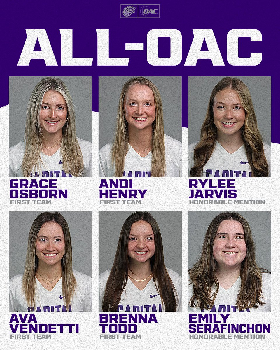 NEWS:@CapitalWLAX boasts SIX All-OAC selections as well as the OAC Midfielder of the Year and Coach of the Year! Osborn: MOTY / 1ST TM Henry: 1ST TM Vendetti: 1ST TM Todd: 1ST TM Jarvis: HM Serafinchon: HM Florence: COTY MORE: athletics.capital.edu/news/2024/5/1/… #CapFam | #CapWLAX | #POTP
