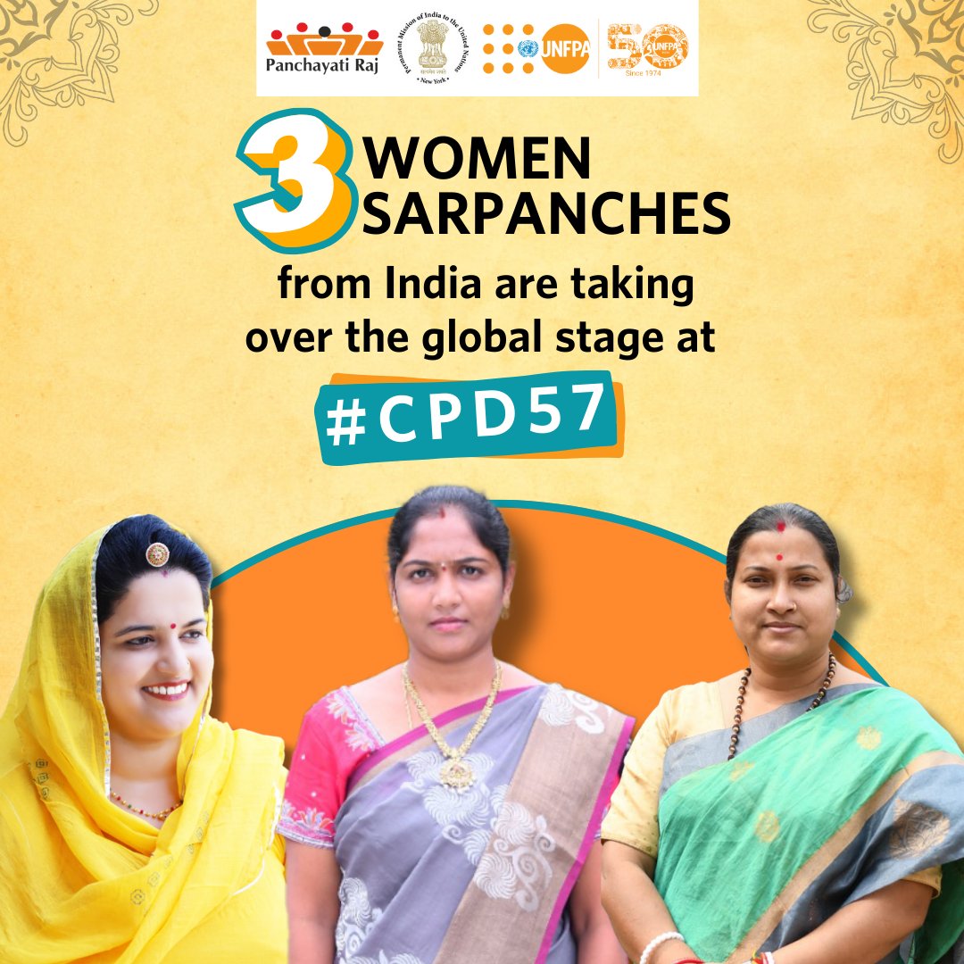 TripuraPanch's tweet image. 3 Women Leaders are amplifying grassroots voices at #CPD57, continuing the legacy of the groundbreaking International Conference on Population and Development
#GramToGlobal #GlobalGoals #ICPD30
Learn more about ICPD: unfpa.org/icpd
#SDGs 
#UNFPA