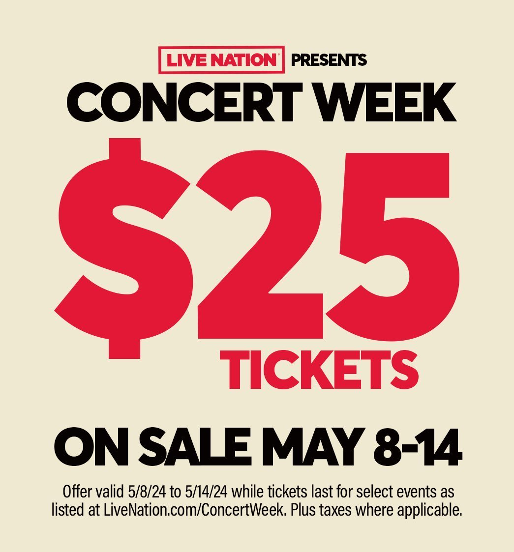 Concert Week is BACK! Starting next week, get tickets to over 5,000 shows for just $25 each (w/ fees)! Sign up for Rakuten for an exclusive presale, and get extra cash back on your first purchase of $40 or more when you use the link below. Artists include Niall Horan, Vampire…