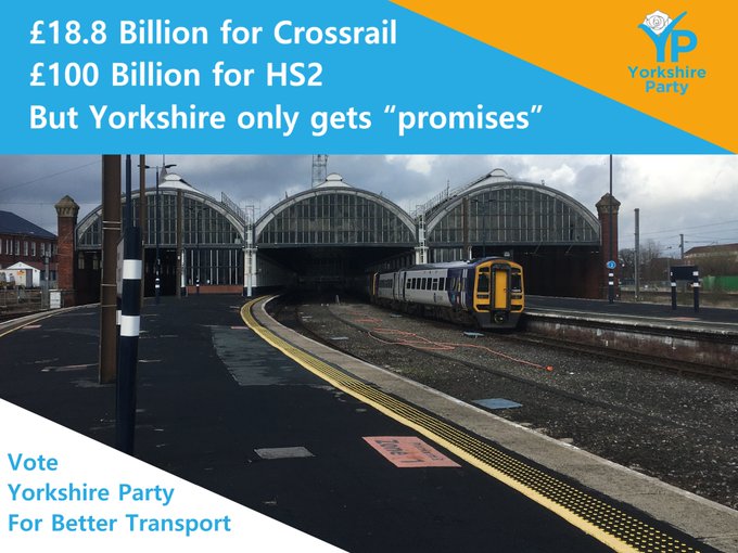 Vote Yorkshire Party to shake Westminster into action
We need a West Yorkshire Metro

[HS2 may be slightly lower than £100 Bn since they axed the Manchester leg too]
#NewTransportDealforYorkshire
#DrBob4Mayor
#YorkshireParty
#LocalElections2024 #WestYorkshireMayor