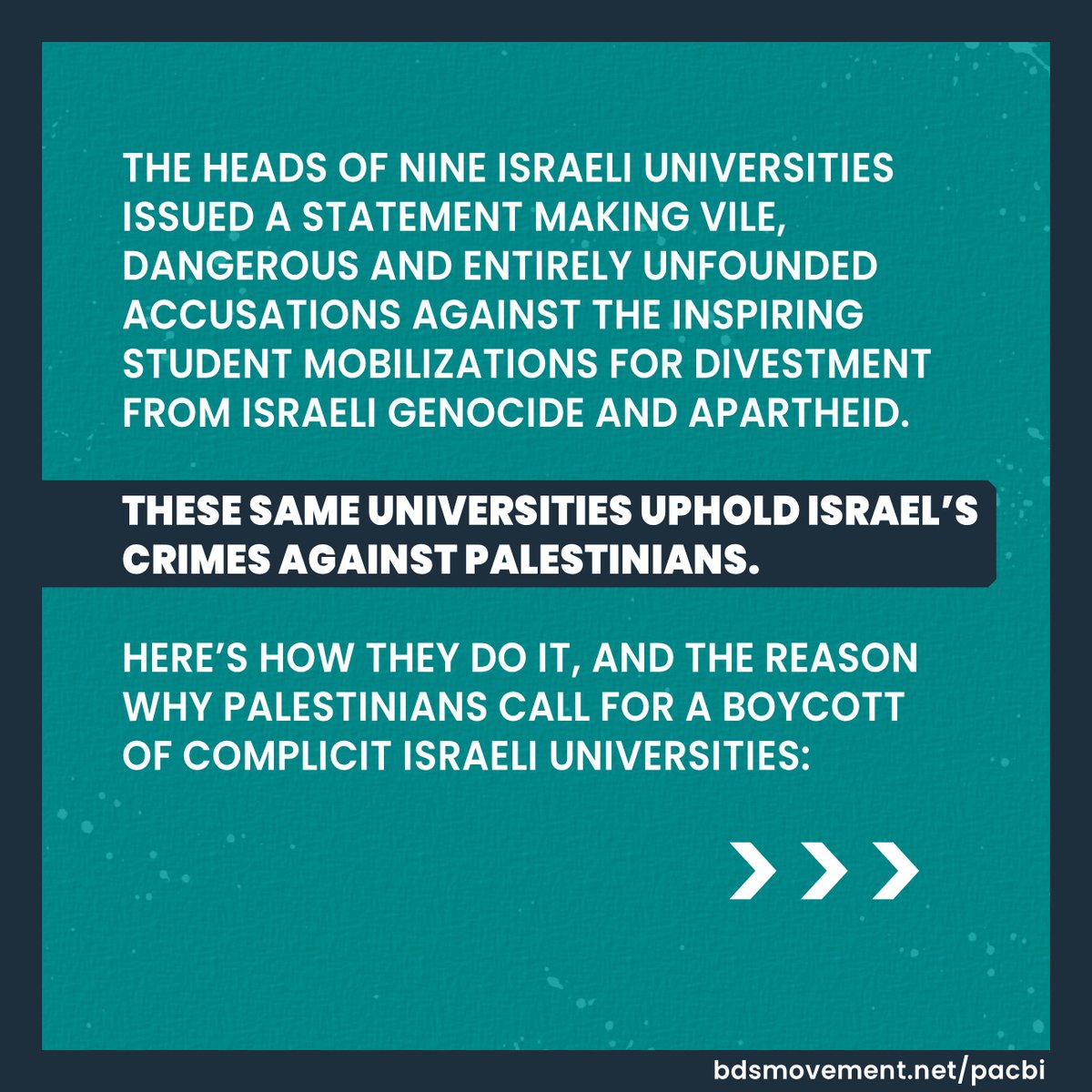 The heads of 9 Israeli universities issued a statement making vile, dangerous and entirely unfounded accusations against the inspiring student mobilizations for divestment from Israeli genocide & apartheid. These same universities uphold Israel’s crimes against Palestinians. 🧵