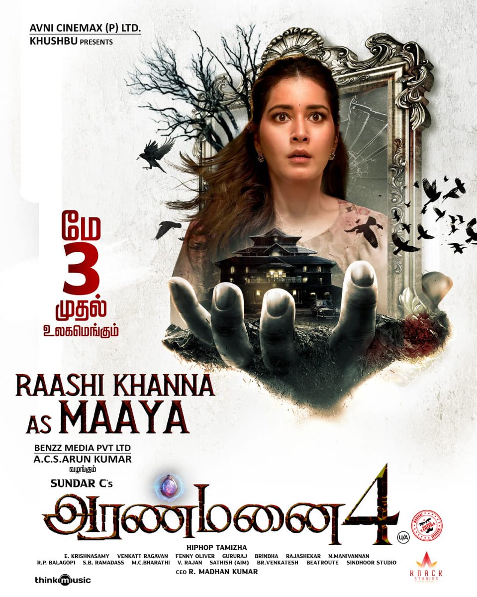 #RaashiKhanna as #Maaya in #Aranmanai4 ..🏚️ Film Releasing this Friday in theatres..⭐