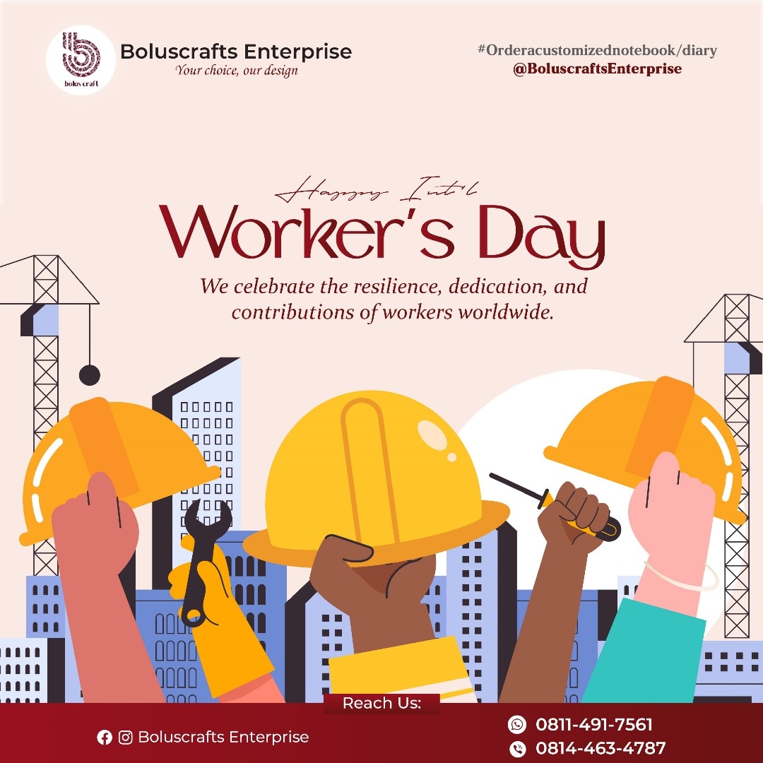 Happy workers day 🎉
Welcome to the month of May 😊
#boluscraft
#HappyNewMonth
#workersday
#diary
#uniquegift
#uniquenotebook