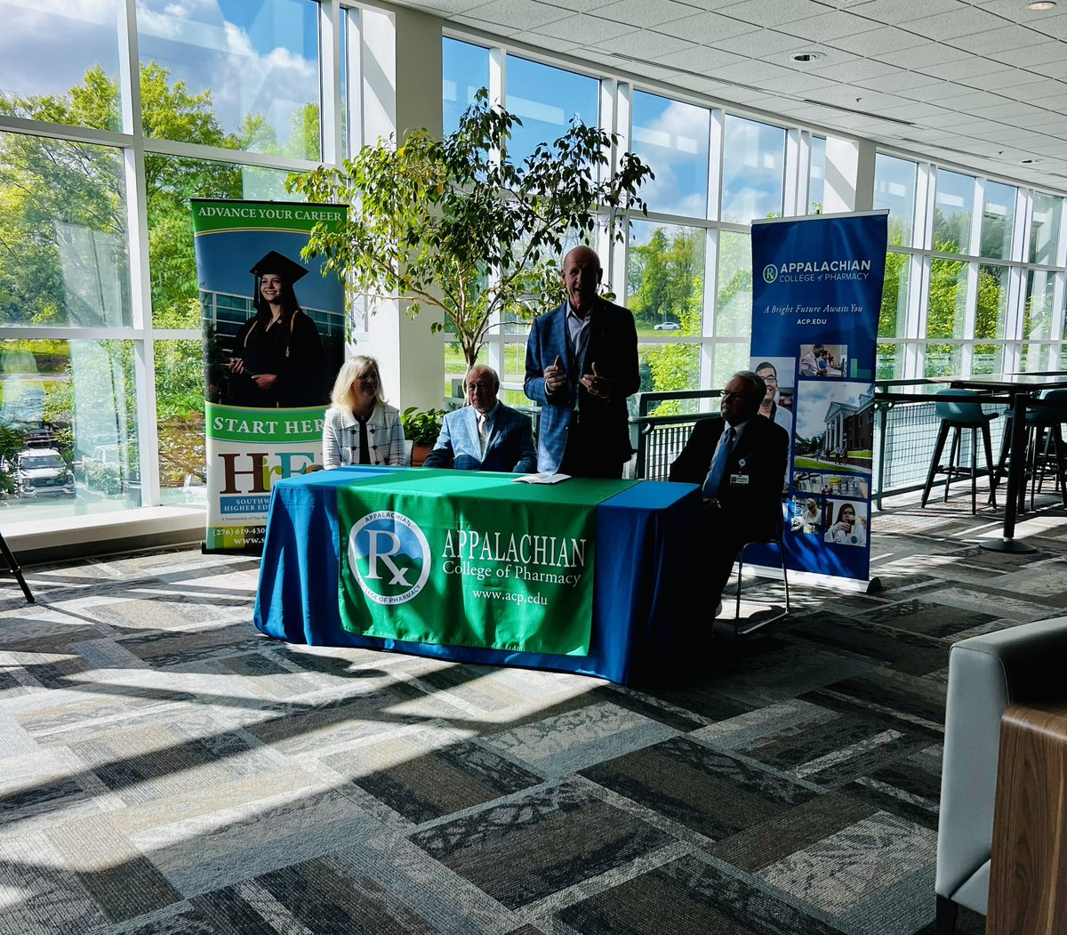 Huge education/workforce announcement at <a href="/HigherEdCenter/">Higher Ed Center</a>! Two of SWVA’s best assets <a href="/FoodCity/">Food City</a> &amp; Appalachian College of Pharmacy have partnered to establish an online Certified Pharmacy Tech program, allowing our region to retain some of our best talent &amp; improving access to care.