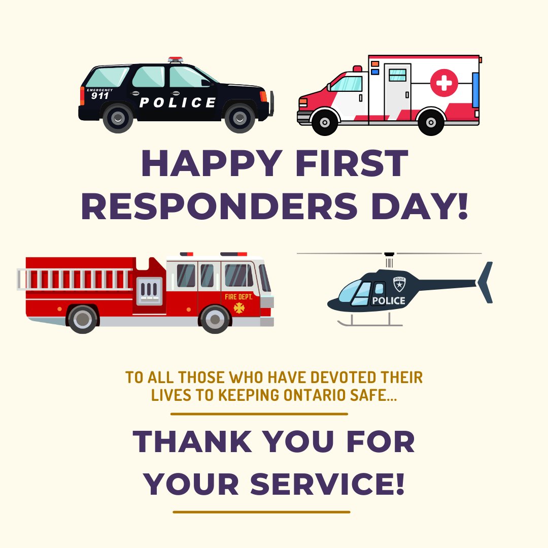 Happy First Responders Day Ontario!

From police to firefighters, paramedics to those crucial 9-1-1 call operators, today we give thanks to the thousands of devoted public servants working every day to keep us safe.
