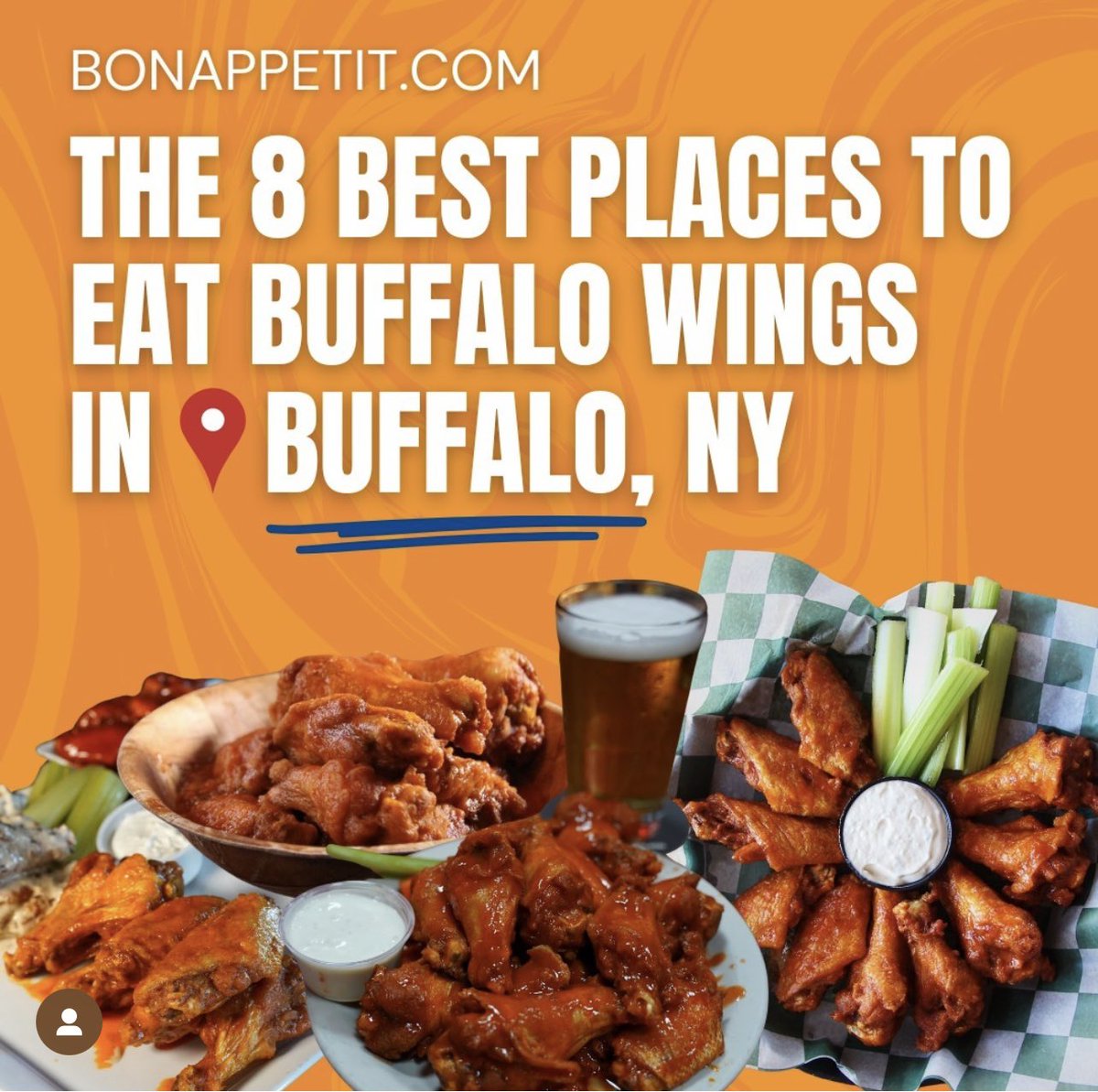 Have you been to these stops on the @buffalowingtrail?! 🍗 8 local spots featured were recognized by @bonappetitmag in a roundup of “The 8 Best Places to Eat Buffalo Wings in 📍Buffalo, NY.” Be sure to check out the full story here: bonappetit.com/story/best-buf…