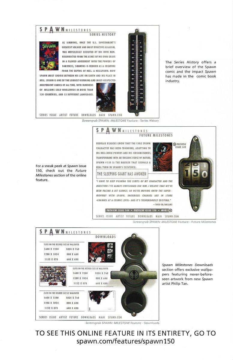 'FROM THE VAULT'

A look at 'Spawn Milestones' retrospective feature from the Spawn website, in conjunction with Spawn #150's release (2005).
#Spawn