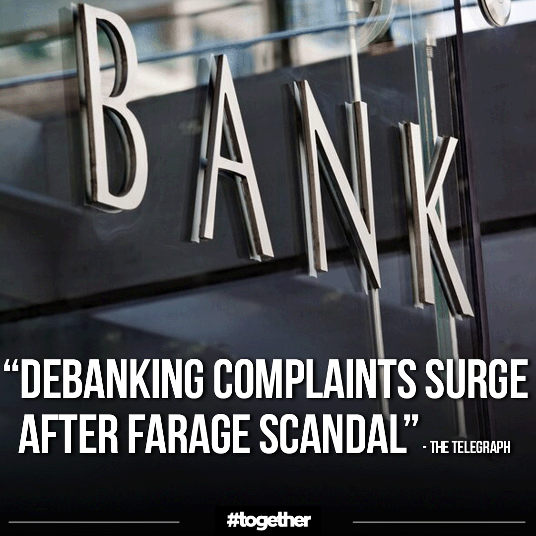 'Debanking complaints surge after @Nigel_Farage scandal' 'The volume of complaints in the UK about debanking increased by almost half in the last tax year' #banks