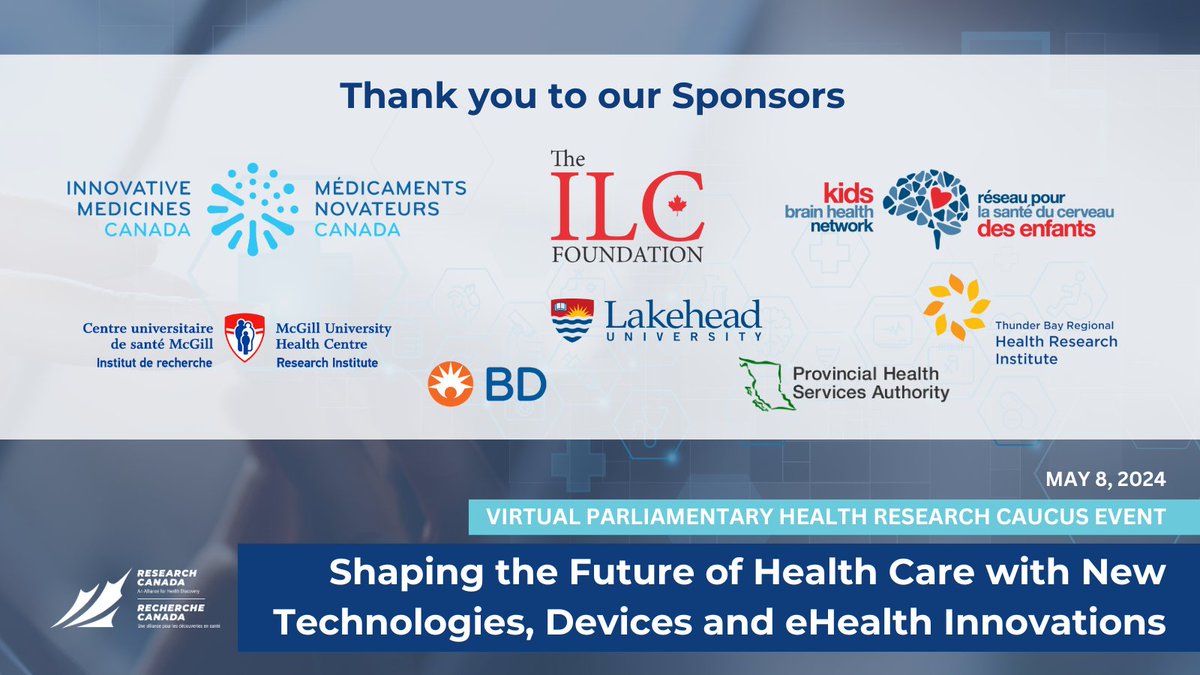 A HUGE thank you to the Sponsors of our upcoming #HealthResearchCaucus event! Thank you for supporting our stellar lineup of Canadian #eHealth researchers as they share their groundbreaking innovations at this virtual event! Explore the event details: rc-rc.ca/phrc-virtual-e…