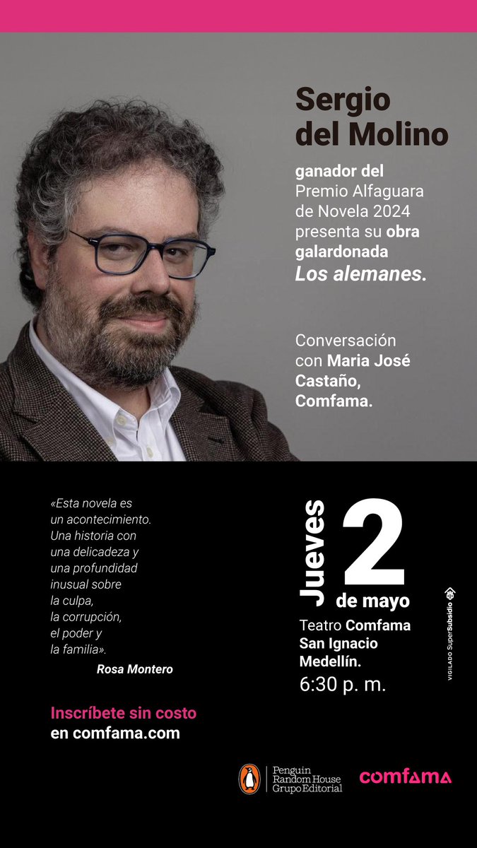 Sergio del Molino nació en Madrid, España, en 1979 y es un autor versátil que se mueve entre la realidad y la ficción. Es escritor, columnista del diario El País y colaborador de Onda Cero Radio, entre otros medios. Estará en el Teatro Comfama, el próximo jueves 2 de mayo a las…