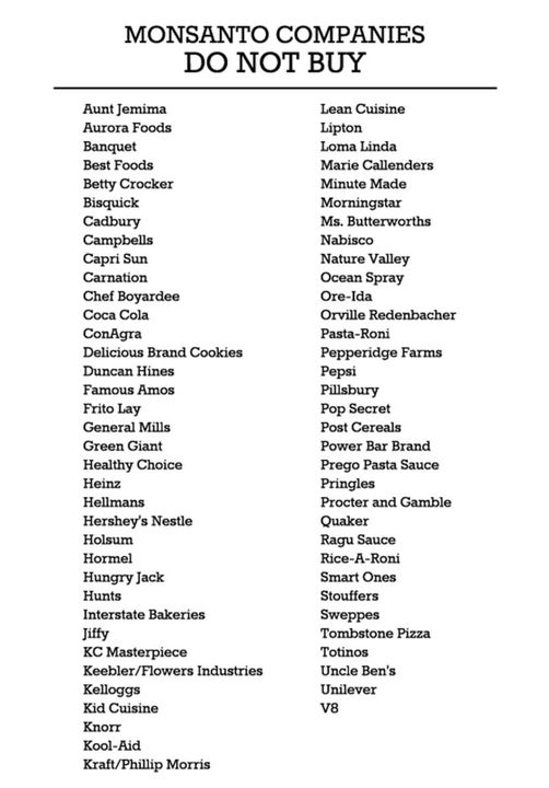 Did you know Monsanto either owns these companies and/ or provides these companies with their GMO seeds...