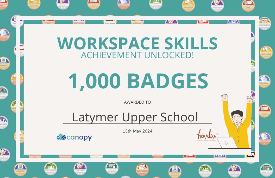 🙌 Congratulations to @LatymerUpper for earning more than 1,000 #WorkspaceSkills badges!! Awesome work, keep them coming! ⭐️⭐️ @howdounet