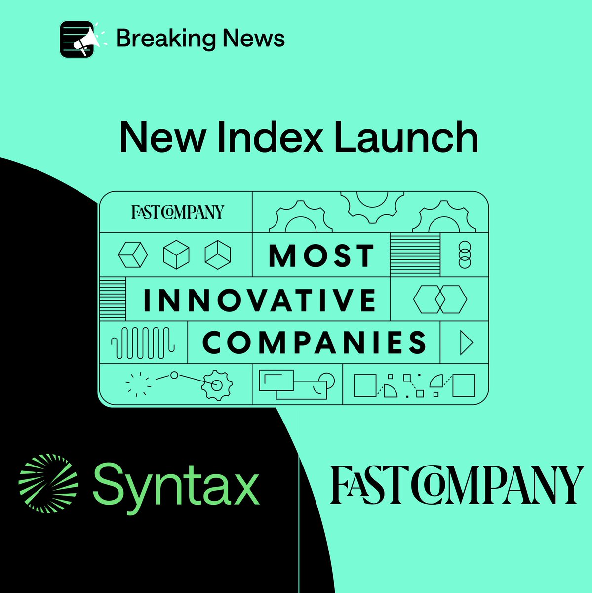 Syntax Data (@syntaxdata) on Twitter photo 🚀 Prepare for Index Launch!🚀
Syntax and Mansueto Ventures launch the <a href="/FastCompany/">Fast Company</a> Company Most Innovative Companies US-Listed Index on <a href="/SMArtXAdvisory/">SMArtX Advisory Solutions</a> .
💪 This index showcases trailblazing companies making waves in the US economy.
🗂lnkd.in/eArSA2_i 🚀 Prepare for Index Launch!🚀
Syntax and Mansueto Ventures launch the <a href="/FastCompany/">Fast Company</a> Company Most Innovative Companies US-Listed Index on <a href="/SMArtXAdvisory/">SMArtX Advisory Solutions</a> .
💪 This index showcases trailblazing companies making waves in the US economy.
🗂lnkd.in/eArSA2_i